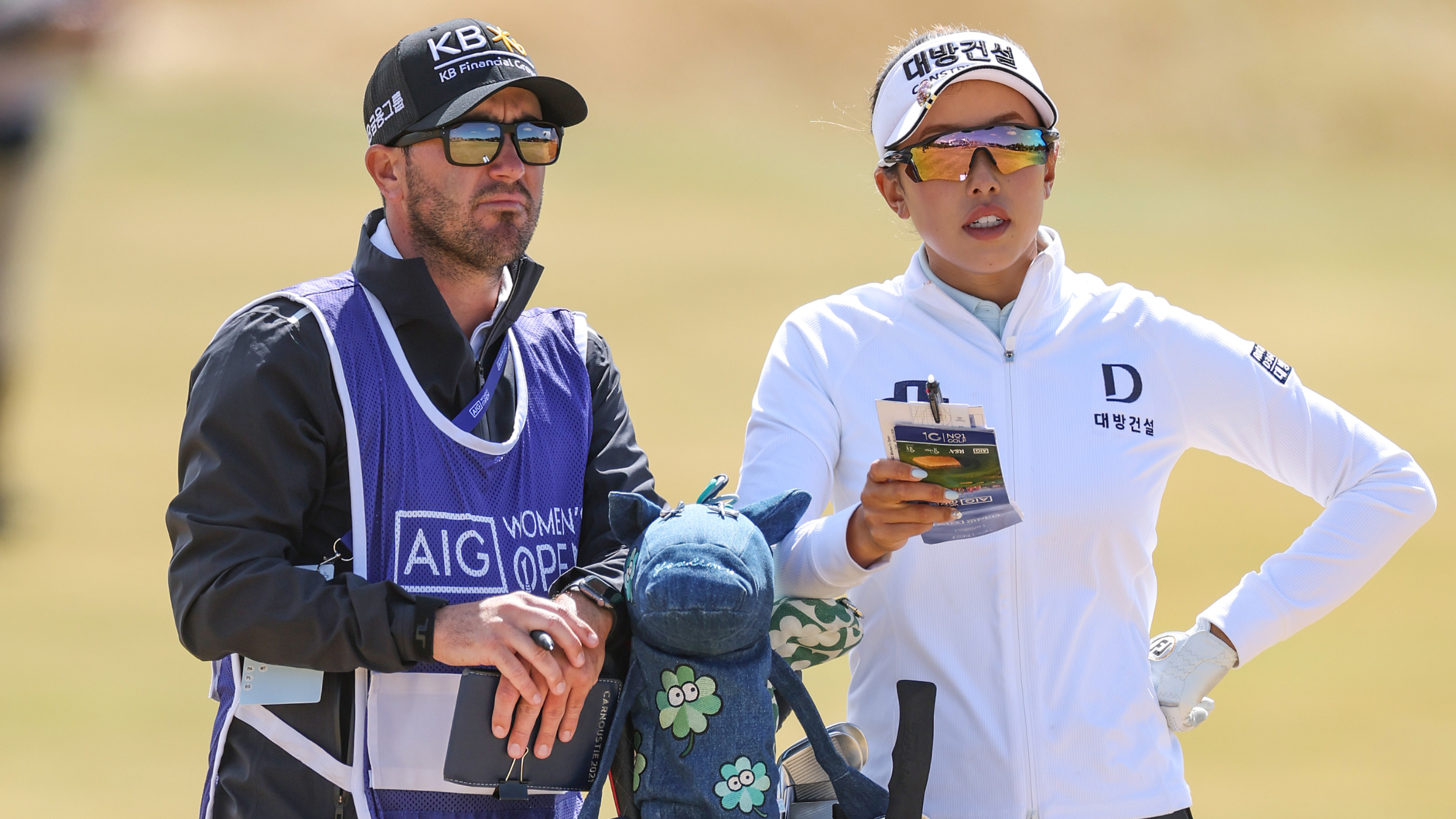 Yealimi Noh and her caddie at the AIG Women's Open