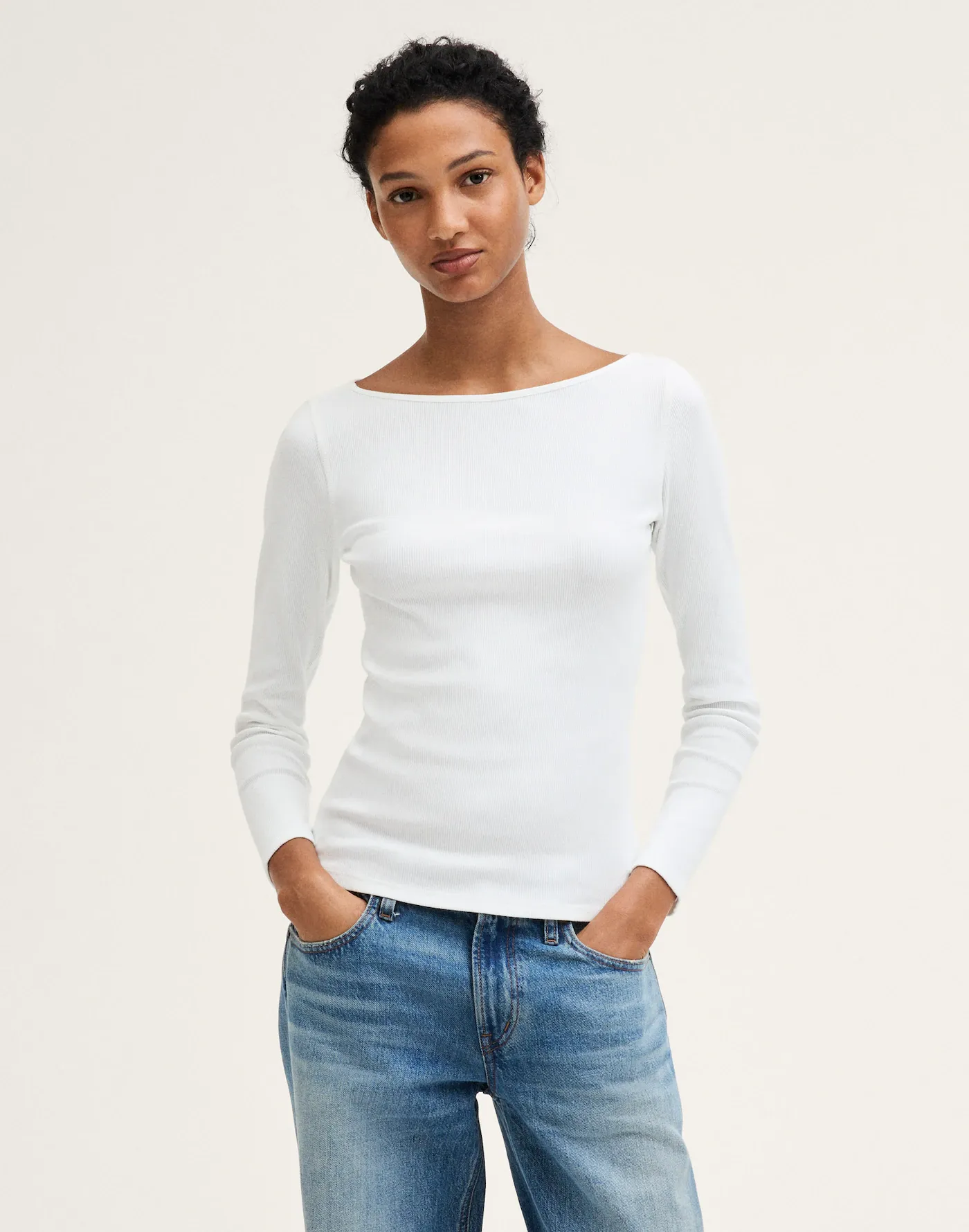 The Boatneck Layering Tee in Utility Rib