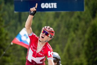 Rein Taaramäe celebrates his stage 2 victory in Golte