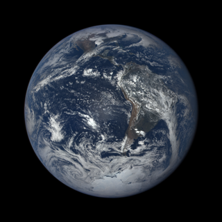 Earth is undergoing "unintelligent modification" of its atmosphere. What would a habitable world look like under the care of an intelligent technological species? (Image of Earth taken by the Deep Space Climate Observatory, or DSCOVR, satellite.)