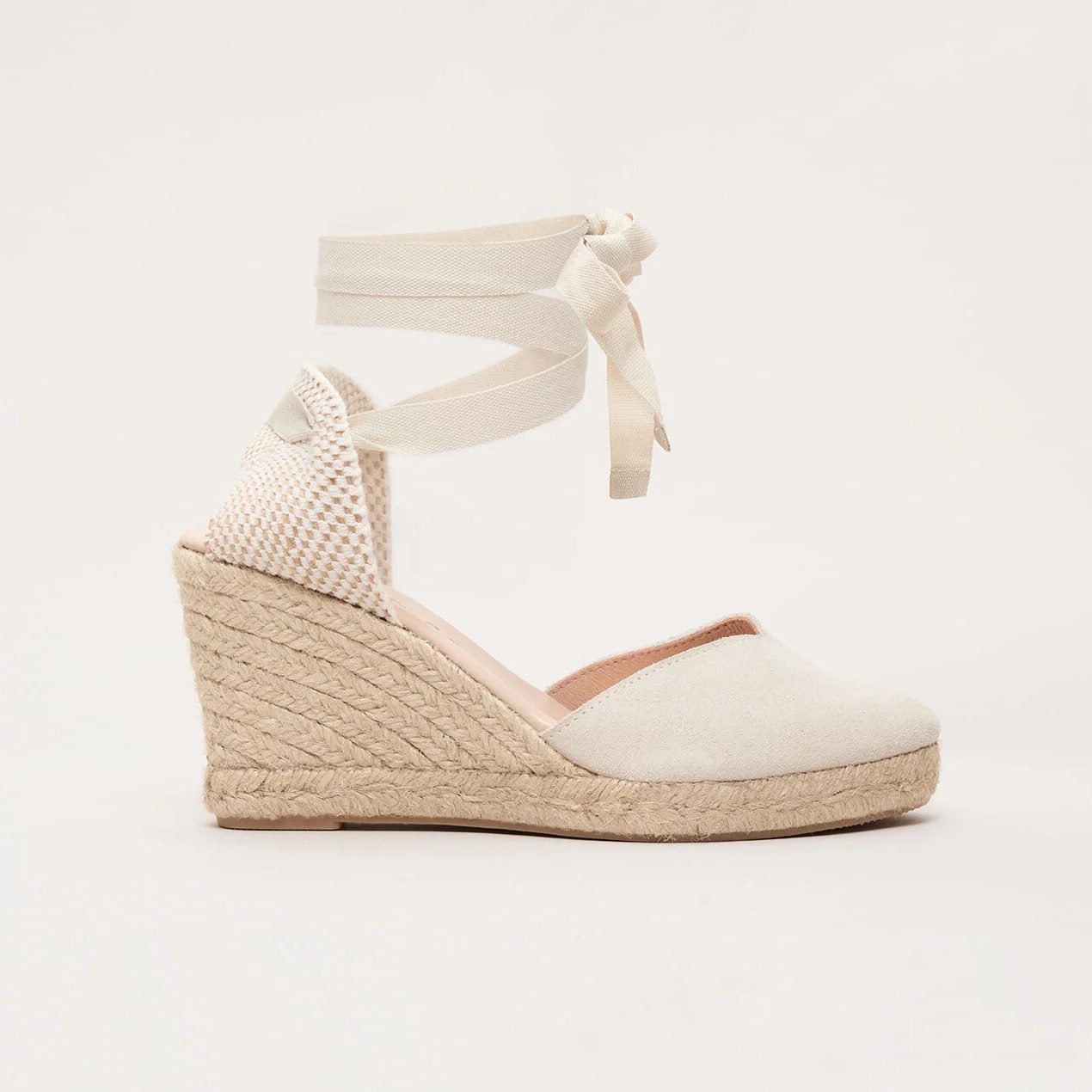 Phase Eight Ivory Tie-Up Espadrille Wedges