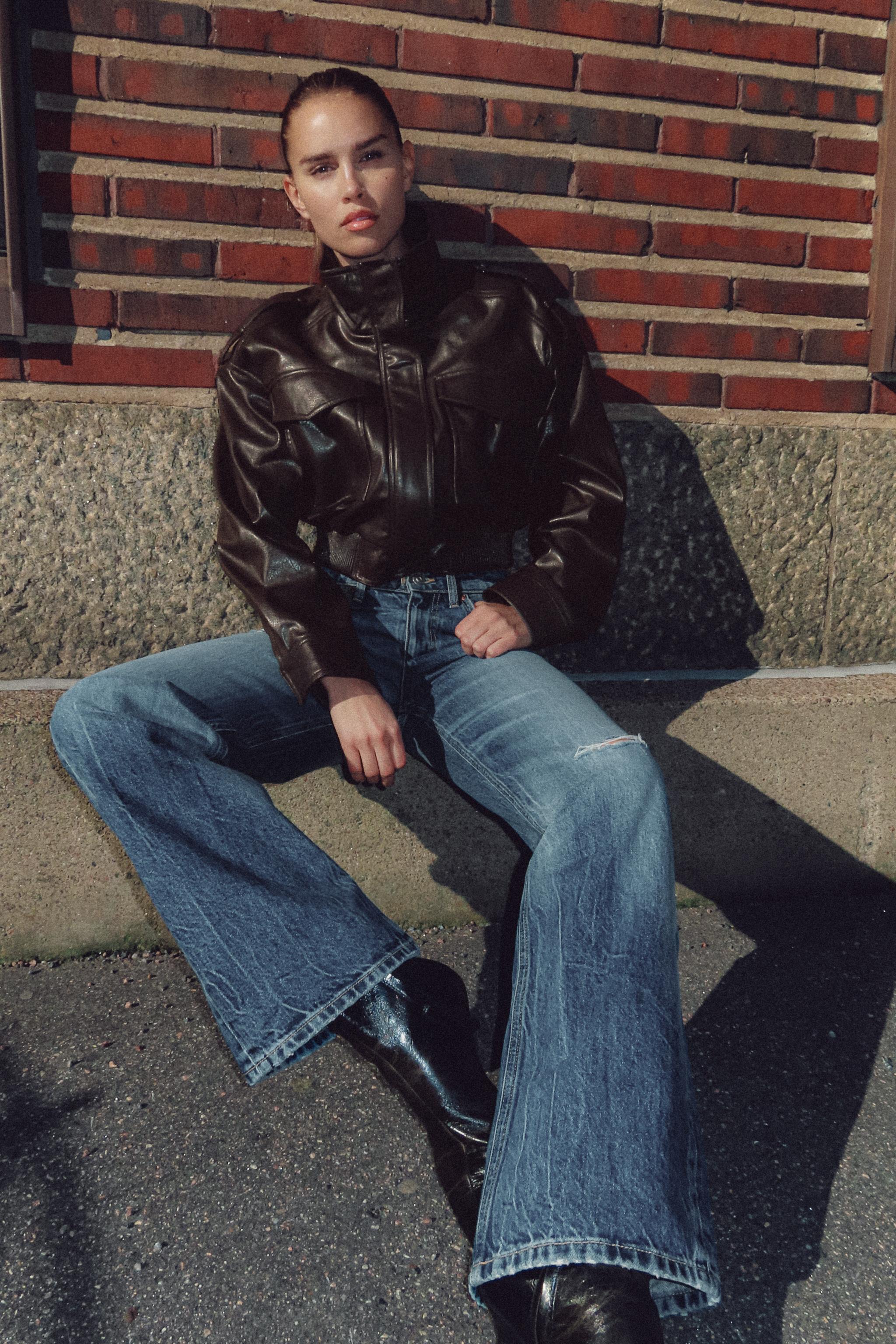 Cropped Faux Leather Jacket