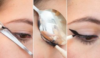 12. Use the edges and curves of a spoon to master the perfect cat-eye shape