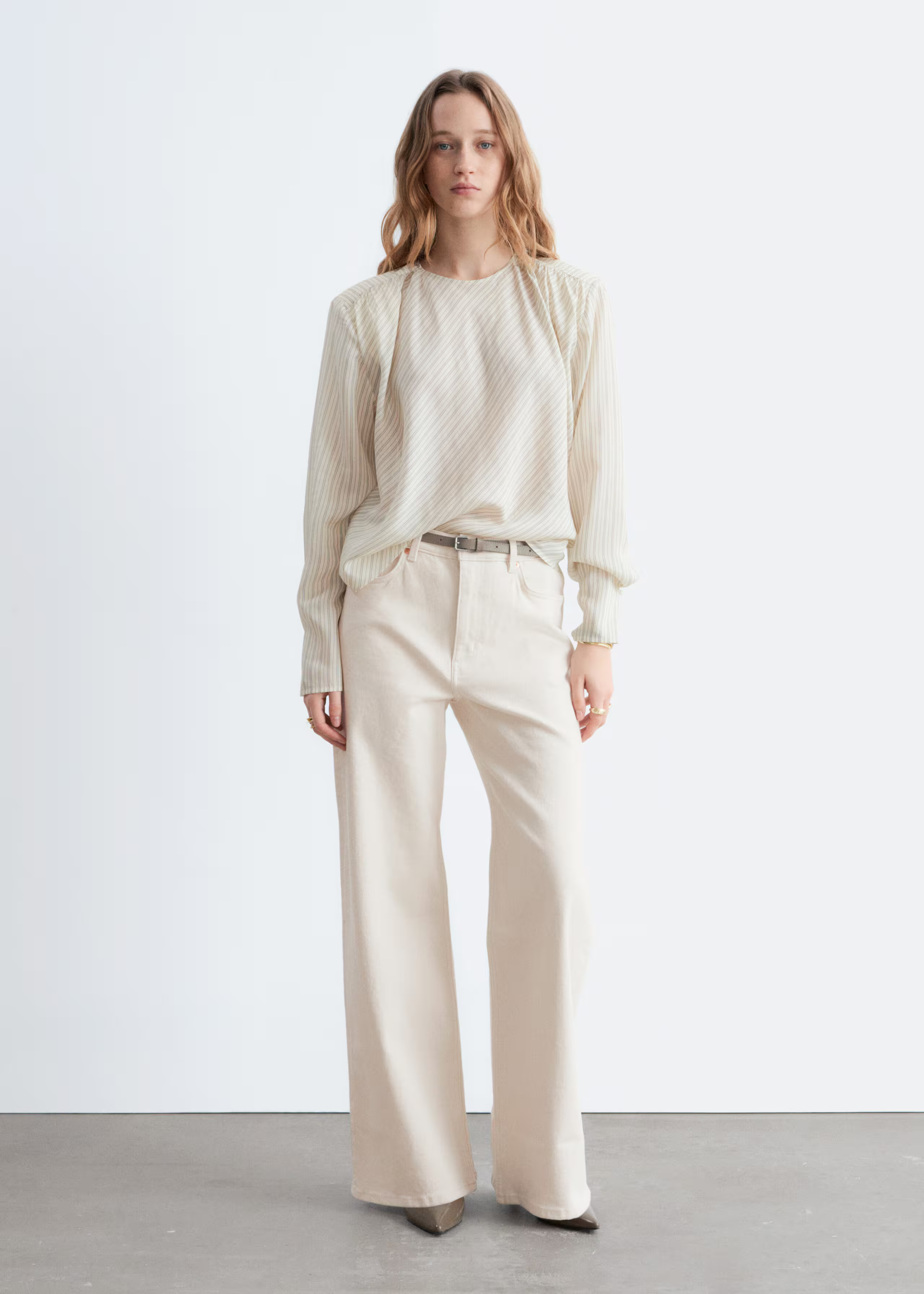 White jeans with a wide leg