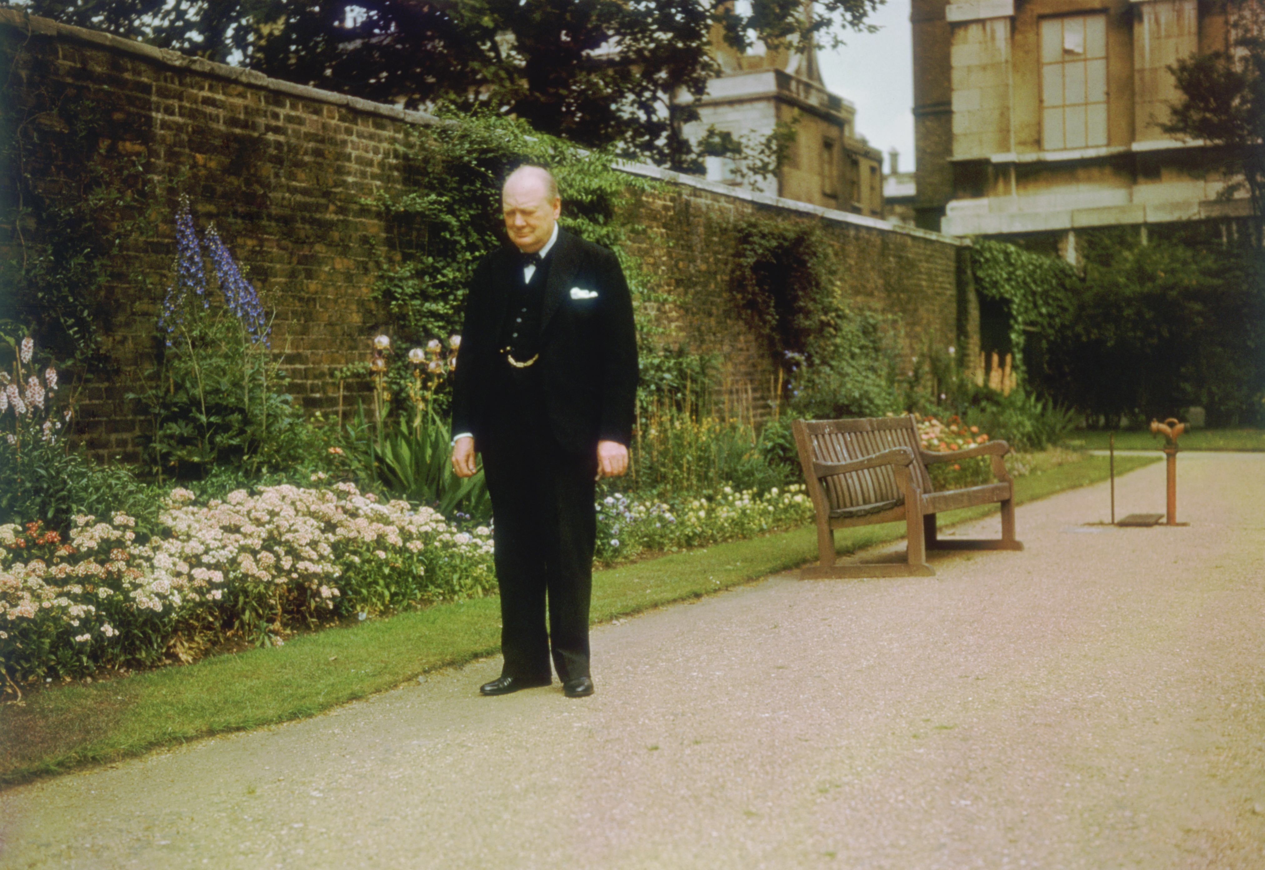 Winston Churchill in Downing Street Gardens