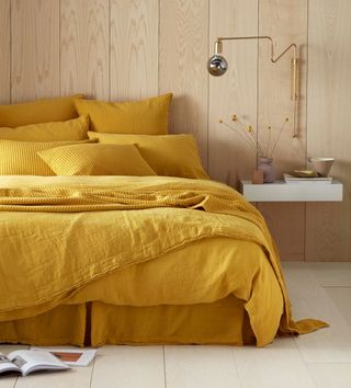 Mustard Yellow 100% Linen Duvet Cover