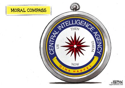 Political cartoon U.S. Gina Haspel CIA moral compass