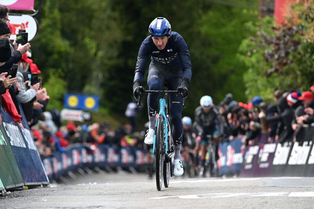 HUY BELGIUM APRIL 17 Stephen Williams of The United Kingdom and Team Israel Premier Tech competes in the chase group during the 88th La Fleche Wallonne 2024 Mens Elite a 1986km one day race from Charleroi to Huy UCIWT on April 17 2024 in Huy Belgium Photo by Dario BelingheriGetty Images