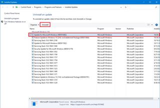 Windows 10 remove update option