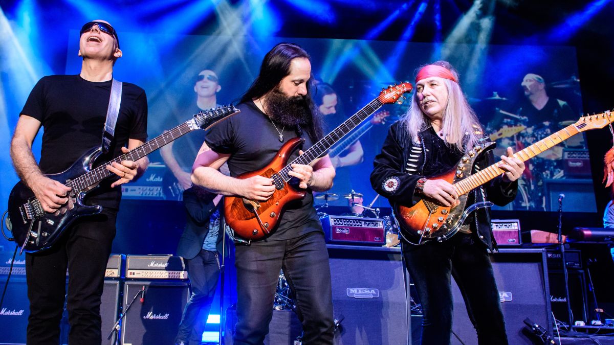 Roth performs with Joe Satriani and John Petrucci at Tempodrom, in Berlin, March 29, 2018.