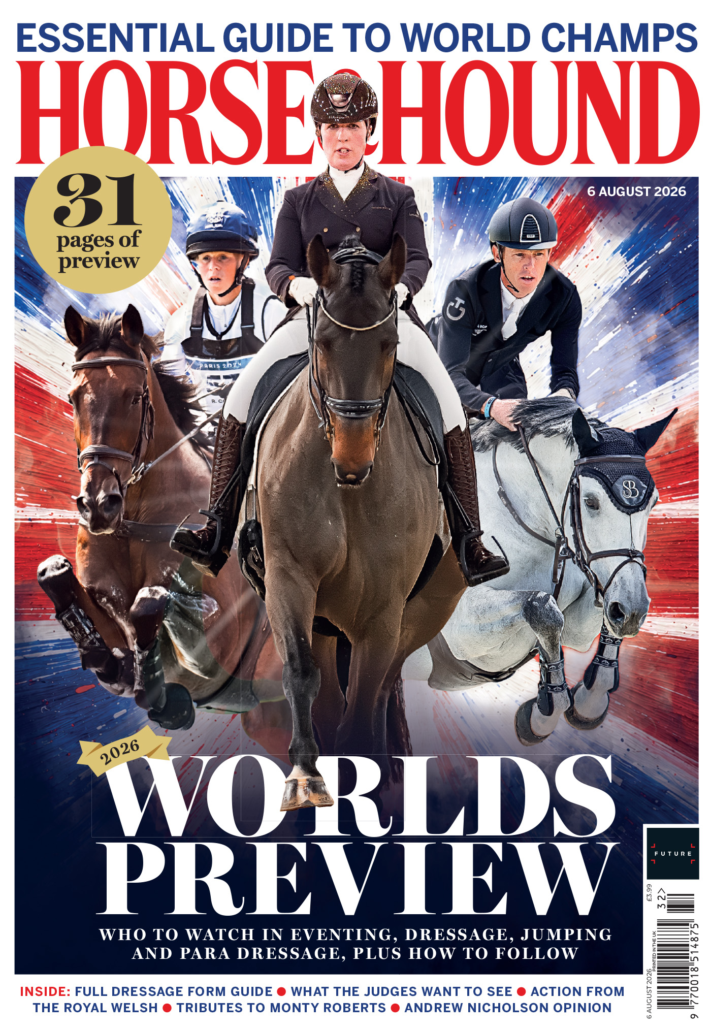Cover of Horse and Hound featuring and GB flag design and three horses and riders