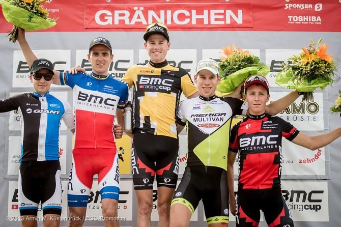 Elite men's podium in Granichen BMC Cup