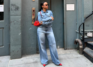 @aysha.sow in a denim outfit.