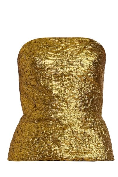 Dries Van Noten Ciao Strapless Metallic Jacquard Top