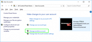 Click manage another account