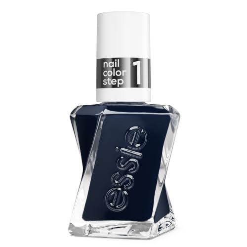 Gel by Essie Longwear Nail Polish, Deep Navy Varnish, Caviar Bar, No Uv | 2-Step Colour and Top Coat System for a Plump, Gel-Like Manicure That Lasts Up to 15 Days, No Uv Light Needed