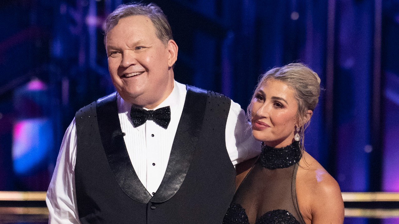 Andy and Emma on the Dancing With The Stars stage.