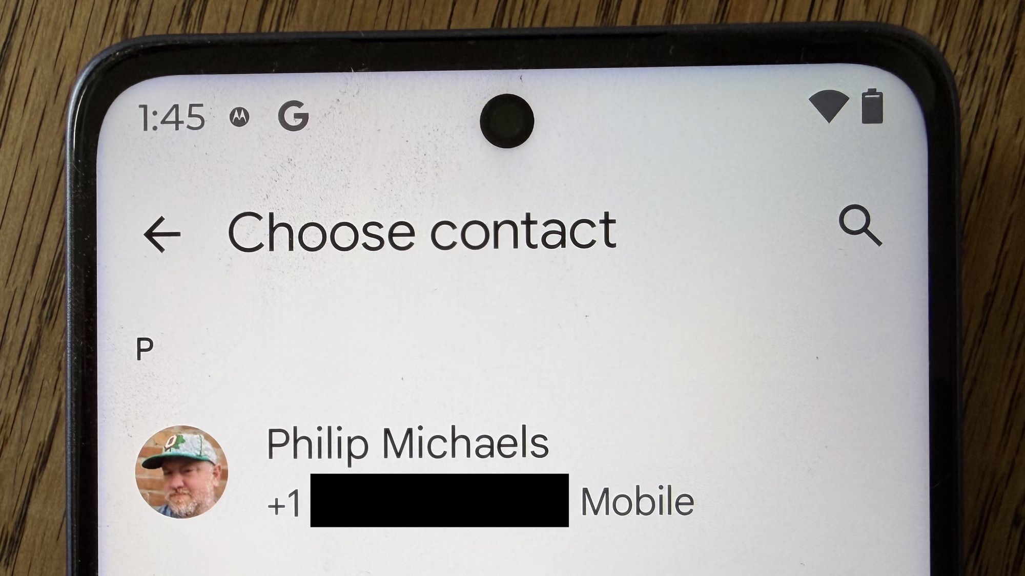 choosing a contact for a direct call widget in android