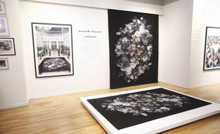 Display of floral rugs