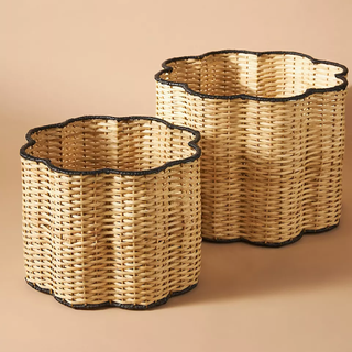 storage baskets with scalloped edges