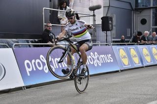 Peter Sagan did a wheelie after crossing the line