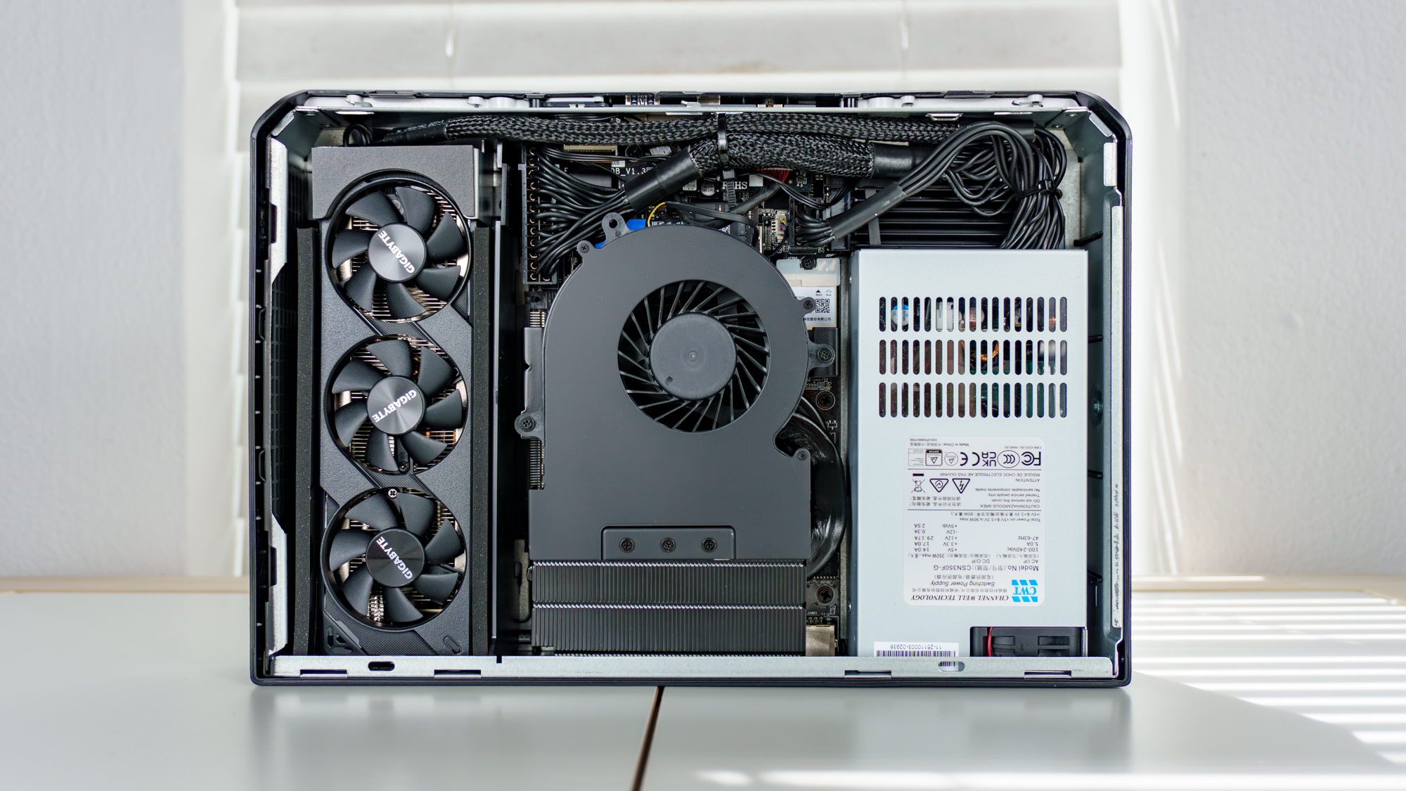 The Minisforum G1 Pro open on a table