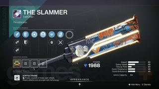 Destiny 2 The Slammer stasis sword NIghtfall weapon perks