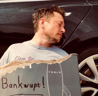 Elon Musk pretended Tesla had gone bankrupt in an April Fools tweet (Courtesy of Elon Musk)