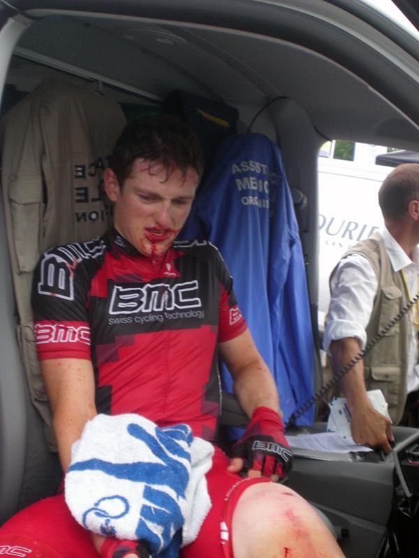 Mathias Frank (BMC Racing Team) crashed in the prologues and needed medical attention after he finished.