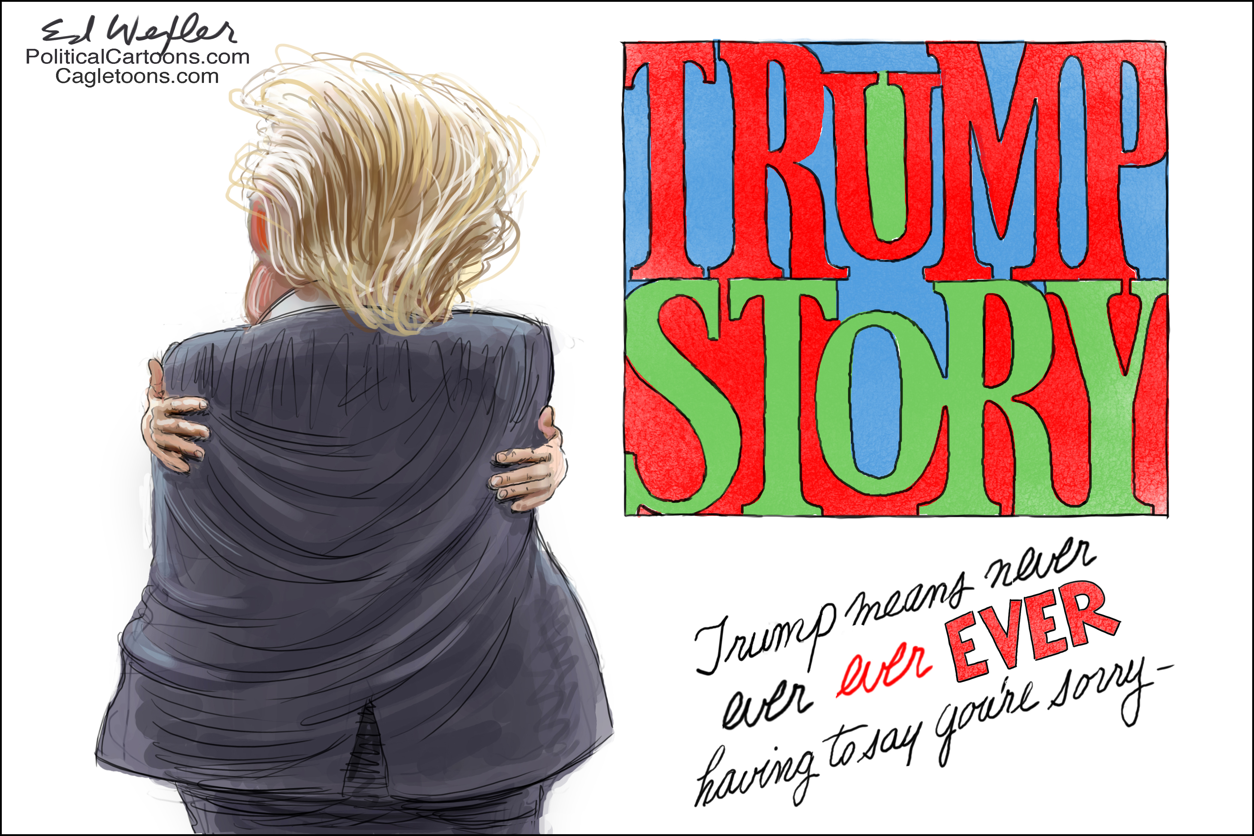 Political cartoon U.S. Trump apologies John McCain