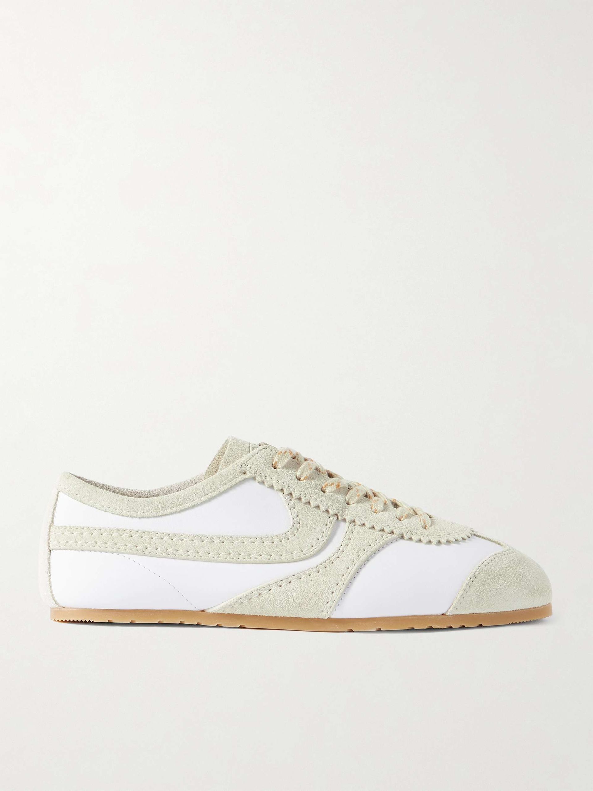 Suede-Trimmed Leather Sneakers