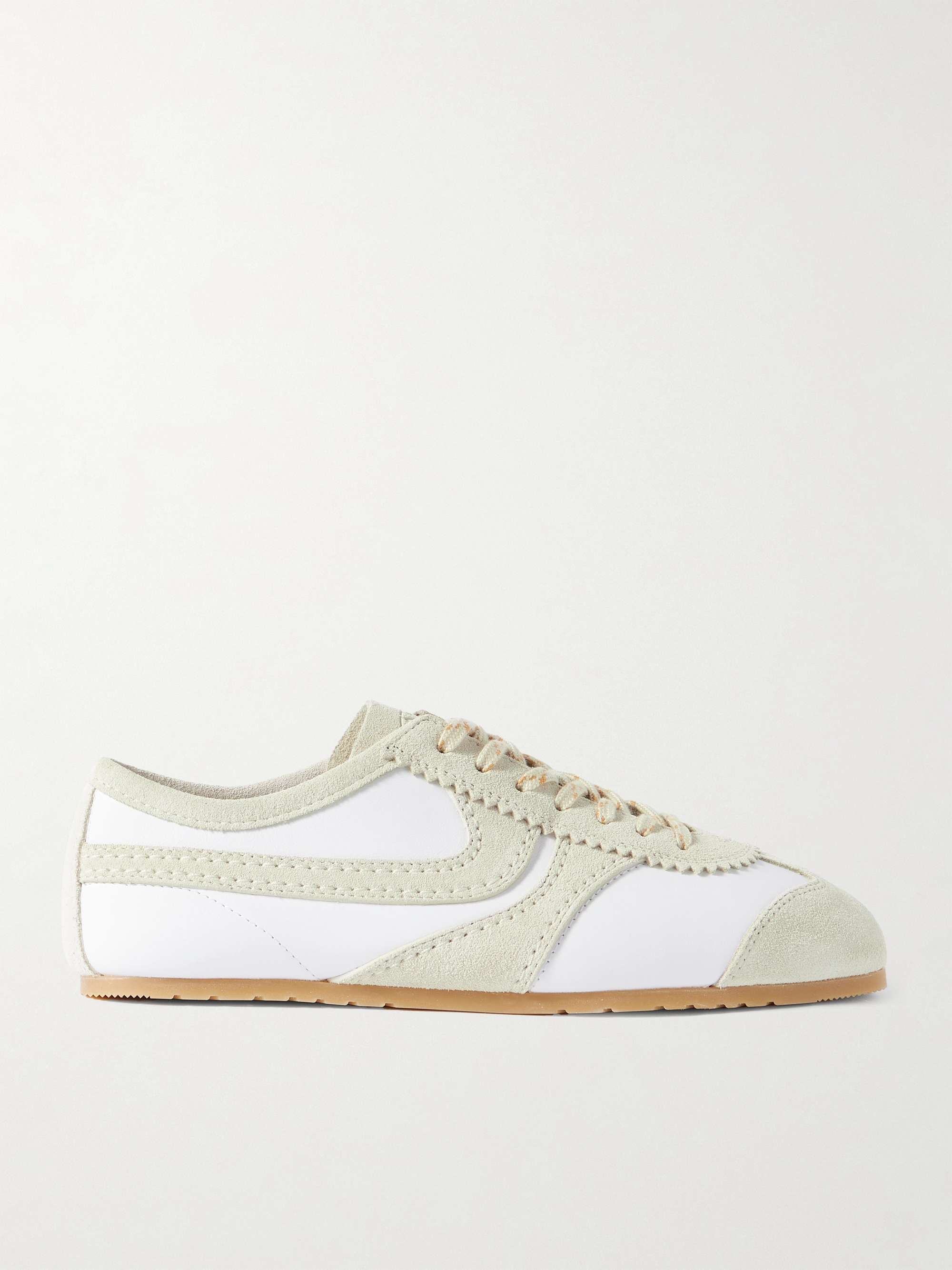 Suede-Trimmed Leather Sneakers