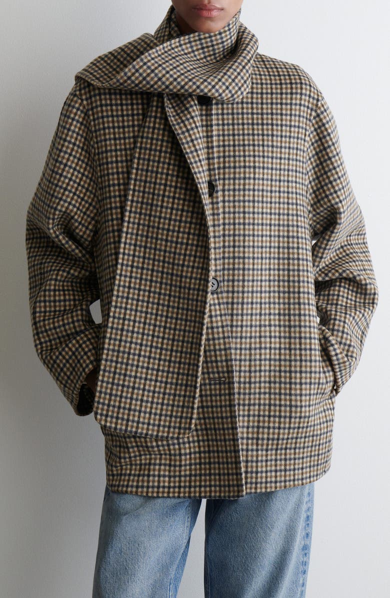 Double-Faced Wool Scarf Short Jacket