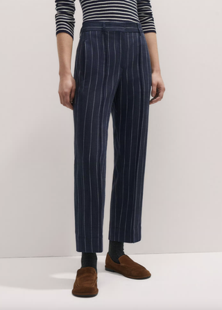 Textured Pinstripe Slim Crop Trouser