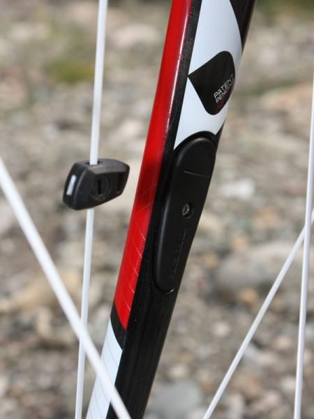 The FCC fork includes a recess for Trek's clever SpeedTrap wireless speed transmitter.