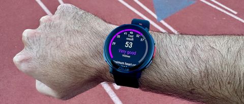 The Polar Vantage V3, showing the wearer's VO2 Max score after a Running Fitness test.