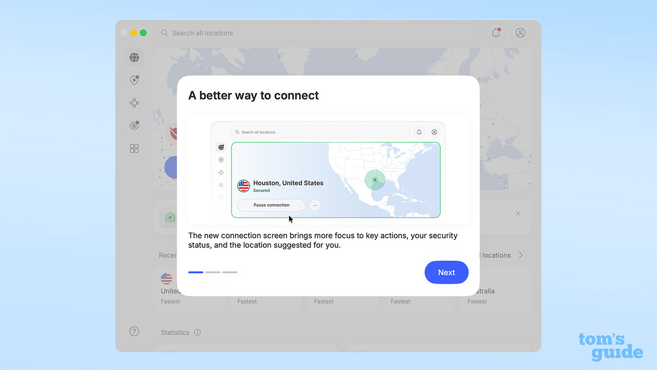 NordVPN's new UI on Mac