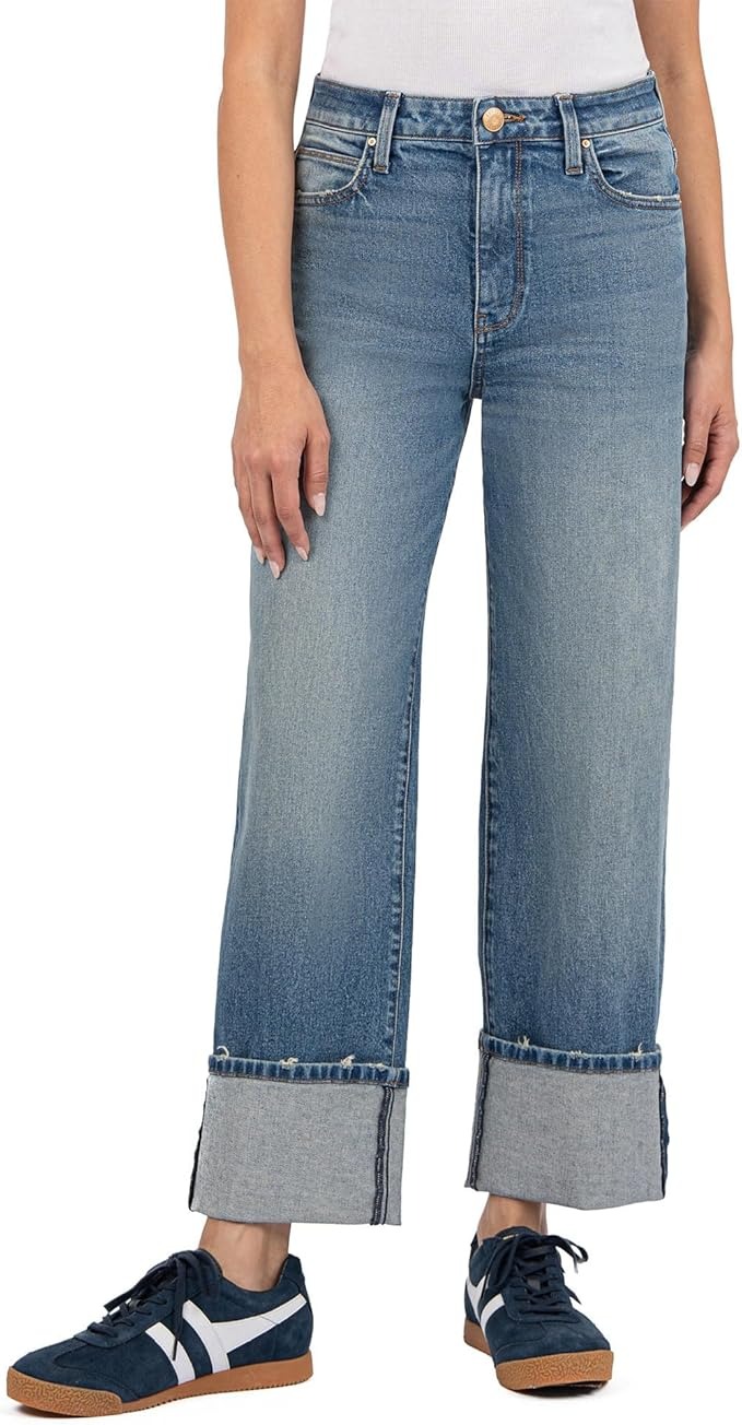 KUT from the Kloth, Sienna High Rise Wide Leg-Roll Up 5"