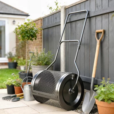 Outsunny Compost Spreader, 20" Peat Moss Spreader Detachable U-Shaped Handle