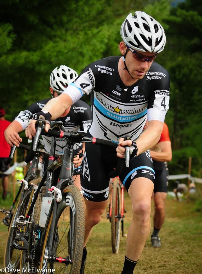 Shawn Milne (Keough Cyclocross) running after the stairs