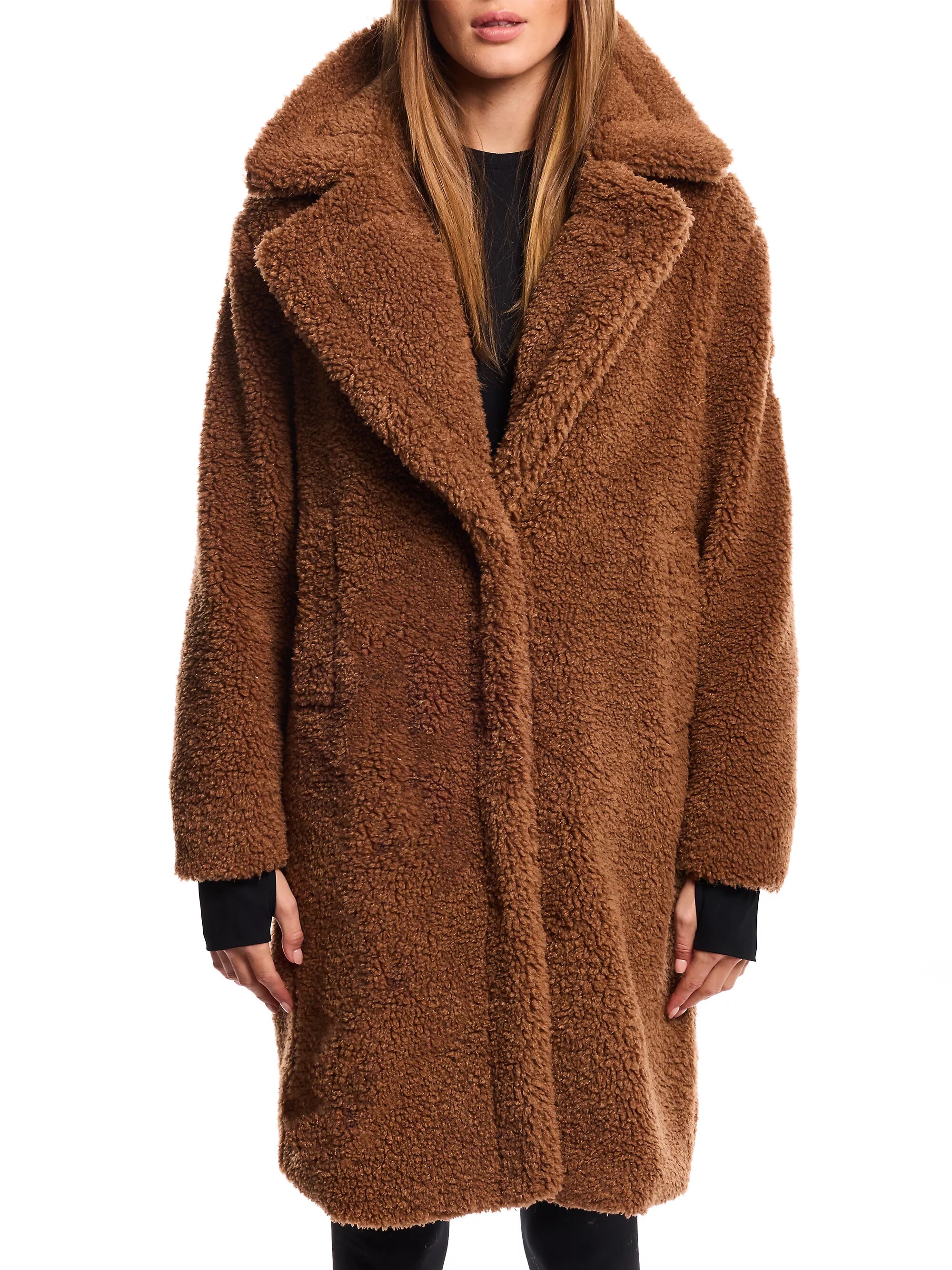 Sherpa Leather-Trimmed Coat