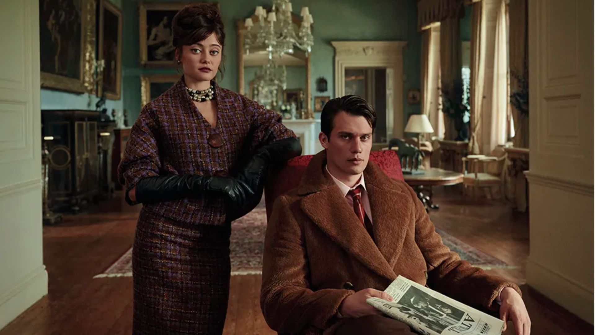 a production image from The Return of Stanley Atwell showing Ella Purnell (L) and Nicholas Galitzine (R) 
