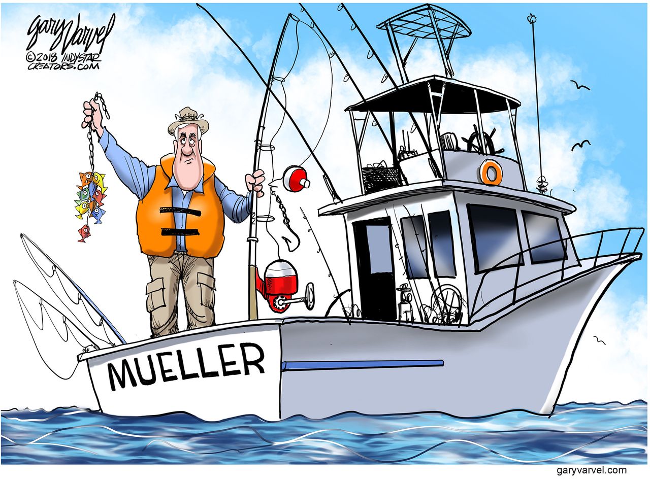 Political cartoon U.S. Mueller FBI Russia investigation hackers