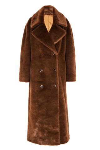 Joni Faux Fur Coat - Dark Camel