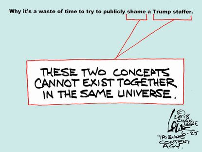 Political Cartoon U.S. Sarah Huckabee Sanders The Red Hen restaurant shame Trump