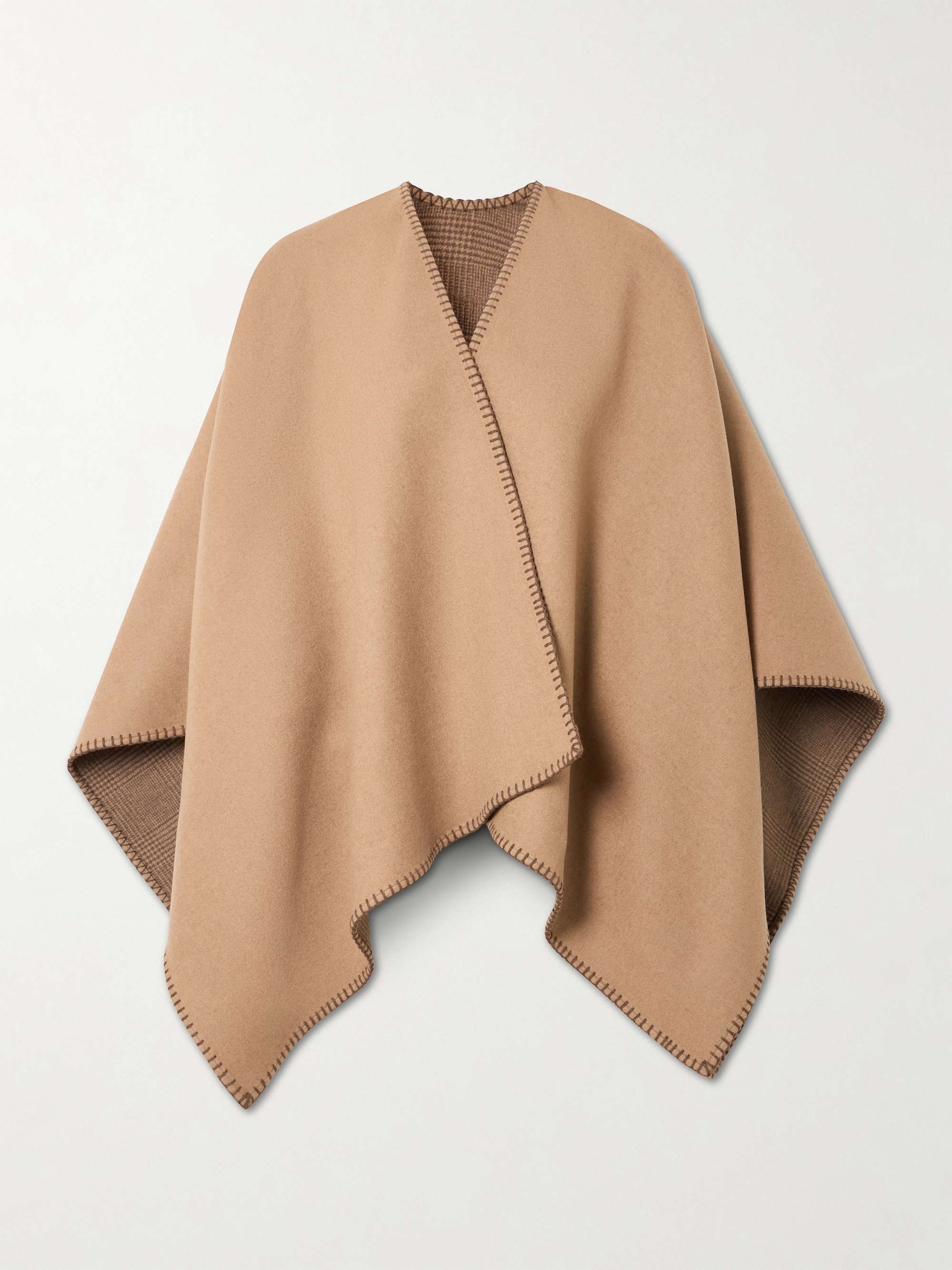 Welbeck Reversible Whipstitched Checked Cashmere-Blend Cape