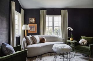 a stylish dark modern living room