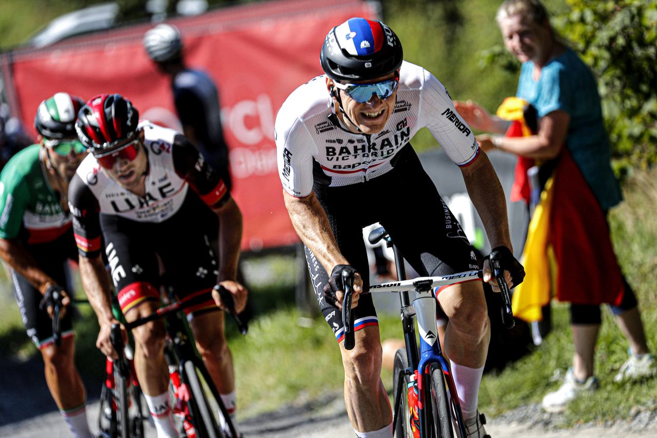 Benelux Tour 2021 - 17th Edition - 6th stage Ottignies Louvain la Neuve - Houffalize 207,6 km - 04/09/2021 - Matej Mohoric (SLO - Bahrain Victorious) - Marc Hirschi (SUI - UAE Team Emirates) - Sonny Colbrelli (ITA - Bahrain Victorious) - photo Dion Kerckhoffs/CV/BettiniPhoto&Acirc;&copy;2021