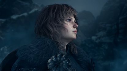 Dragon's Dogma 2 Dark Arisen cutscene screenshot showing female warrior in dark armor