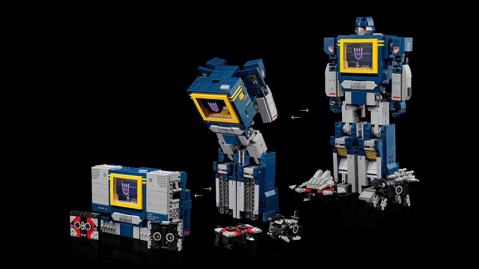 LEGO Transformers Soundwave being transformed into a cassette player 